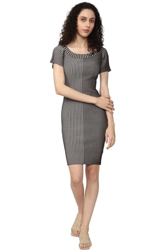 Van Heusen Women's Nylon Blend Modern Mid-Thigh Length Dress (VWFDFRGH921094_Black