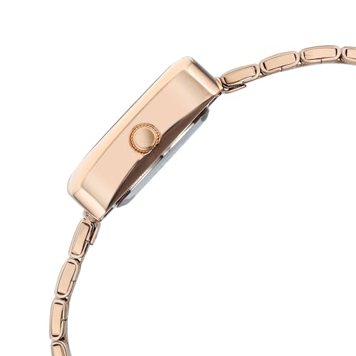 Fastrack Vyb Diva Quartz Analog White Mother of Pearl Dial Rose Gold Stainless Steel Strap Watch for Women - FV60100WM01W