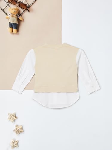 Max Girls Sequins Layered Top (Beige_3-4 Y)