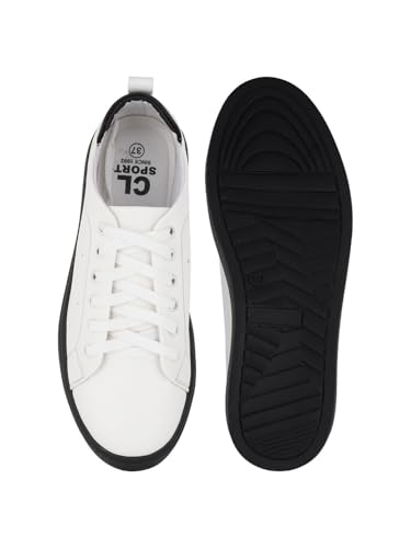 Carlton London Women White-Black Comfortable Lace-Up Snakeer with Heels, for for Casual, Walking & Daily Use (38)