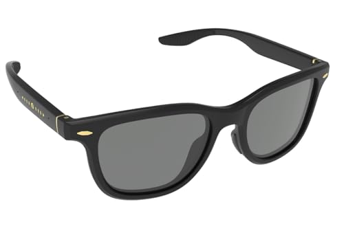 Aeoss Wicue E-Touch Instant Dimming Sunglasses with 5-Level Slide-to-Dim Brightness Control | Polarized Photochromic Lens UV Protection & Magnetic Charging | Stylish Black Frame for Men & Women