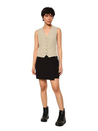 ONLY Women Regular Fit Beige Waistcoat