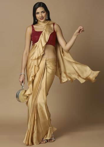 Salwar Studio Women's Maroon Embroidered Saree Blouse-VF-0192-MRON-40