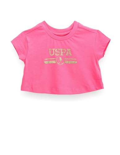 U.S. POLO ASSN. Girls Glitter Logo Cotton T-Shirt Pink