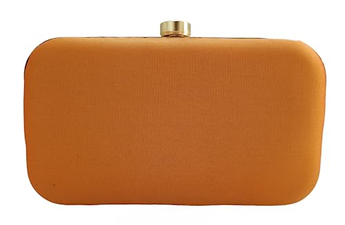 DUCHESS Women Hand Embroidered Sequins Box Clutch for Wedding Party (Orange)