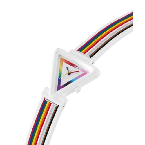 Guess Gt Fame Analog Watch for Woman with White Triangle Dial & Multicolor Silicone Strap Band Water Resistant Women's Wrist Watches - GW0679L2M