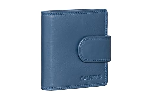 Calfnero Genuine Leather Women’s Wallet with Frame Coin Pocket | Compact Bifold with Card Slots, Cash Compartment & Snap Closure | Premium Leather Wallet (Navy)
