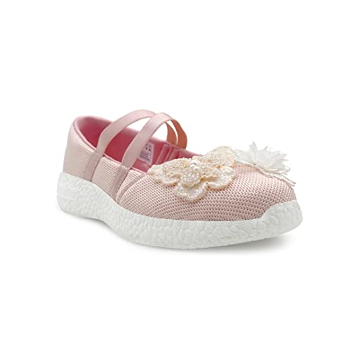 KazarMax Girls Butterfly Ballet Flat Ballerina (Peach, 11 UK)