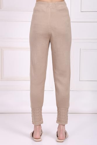 W for Woman Beige Solid Acrylic Legging - (W62081-224545-XL)