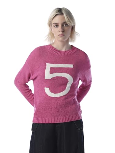 ONLY Women's Typographic Regular Fit Pink Sweater
