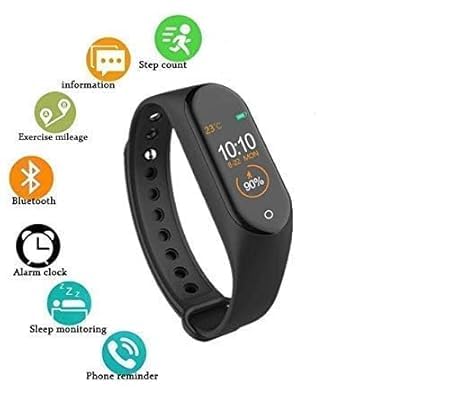 Smart Band with Multi-Feature Health Rate Monitor Activity Tracking Sleep Monitor Step Counter Lightweight Fitness Band for Men, Women, Kids, Boy & Girls Smartband Mini Smart Watch (M4)