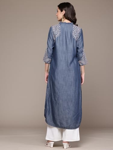 Ritu Kumar Blue Tencel Denim Kurta