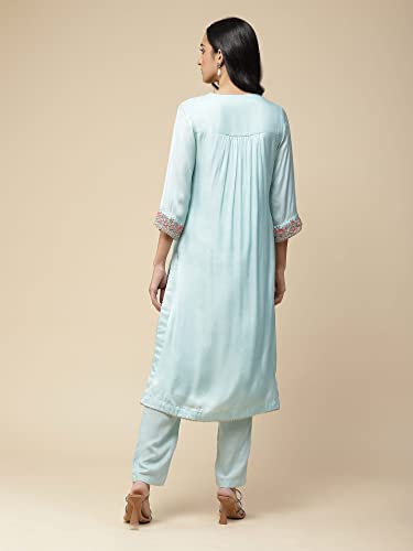 Aarke Ritu Kumar Blue Embroidered Kurta With Pant And Dupatta