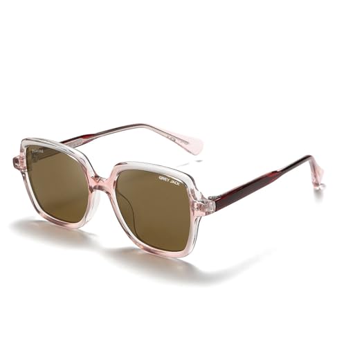 grey jack Vintage Rectangle Stylish Polarized Sunglasses for Men Women UV Protection Full Rim Retro Eyewear 3314