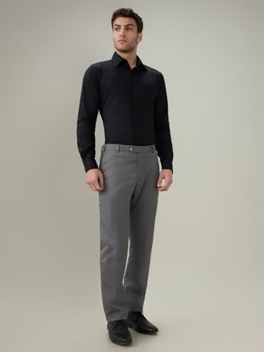 Raymond Men Slim Fit Solid Chambray Pattern Pure Cotton Semi Cutaway Collar Full Sleeve Formal Shirt