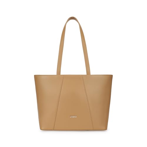 Fastrack Women's Spacious Everyday Tote Bag with Side Zip Pocket | Fits Upto 14" Laptop | Roomy Interior with Inner Zip and Slip Pockets | Comfortable Shoulder Straps | Trendy Women's Handbags