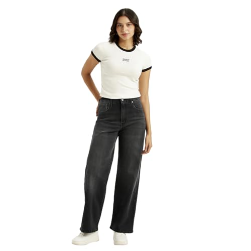 Levi's Women's Black Flared Fit High-Rise Jeans, 1002, 26