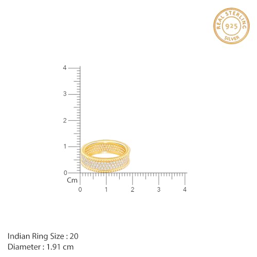 GIVA 925 Silver Golden Bold Edge Ring For Him, Fixed Size, Indian -20 | Gifts for Men and Boys | With Certificate of Authenticity and 925 Stamp | 6 Months Warranty