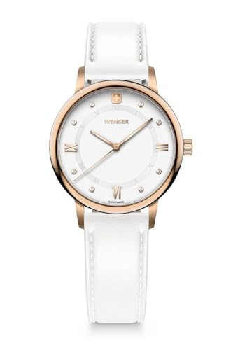 WENGER Urban Donnissima Swiss Made, 35 mm, White Dial, Rose-Gold Stainless Steel Bracelet, Women's Watch - 60.1721.119