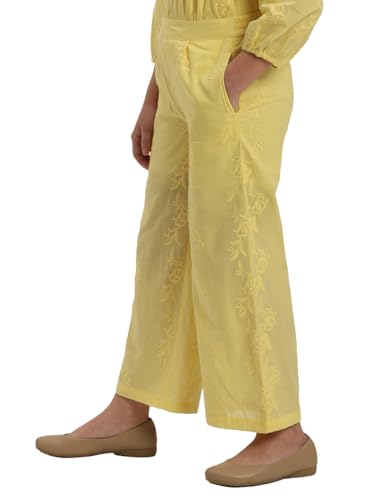VERO MODA Girl Mid Rise Straight Fit Yellow Pants