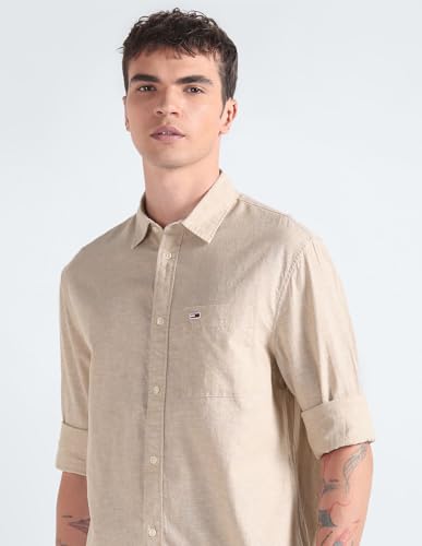 Tommy Hilfiger Mens Beige Color Shirt (XL)