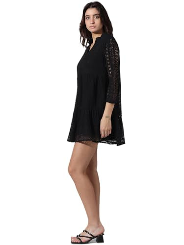 ONLY Women's Cotton Blend A-Line Mini Dress (15335810-Jet Black_Jet