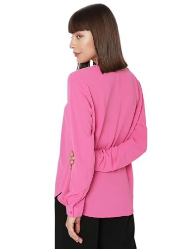 VERO MODA Women Solid Polyester Regular Fit Pink Shirt
