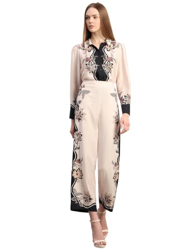 VERO MODA Women's Straight Fit High-Rise Beige Pants