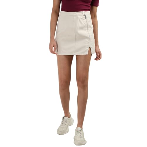 Tommy Hilfiger Beige Tencel Solid Women Slim Fit Skirt