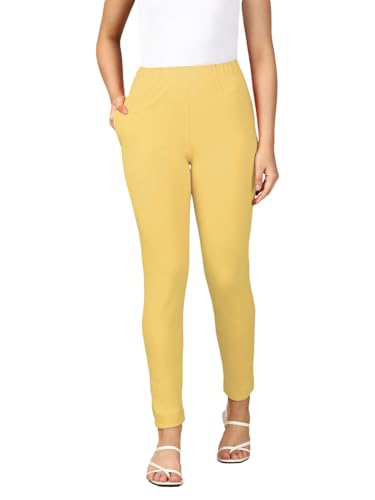 Lux Cozi PYNK Women's Solid Premium Cotton Lycra Kurtipant with Side Pocket_COZI_PYNK_KURTIPANT_77_FS_1PC Cream