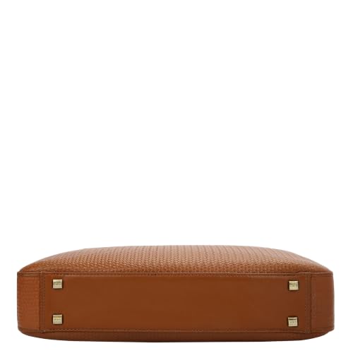 Da Milano Leather Laptop Bag for Men & Women | Laptop Messenger Bag | Ideal for Office Purpose | Fits Upto 15" Laptop - Cognac Brown