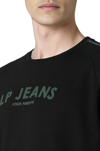 Louis Philippe Men Casual Black Print Sweatshirt