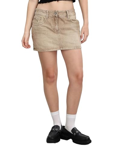 Slim Fit Solid Mid Rise Skirt