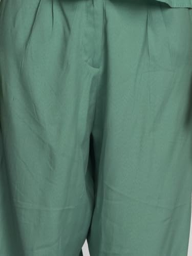 Zink London Women's Green Solid Straight Palazzo