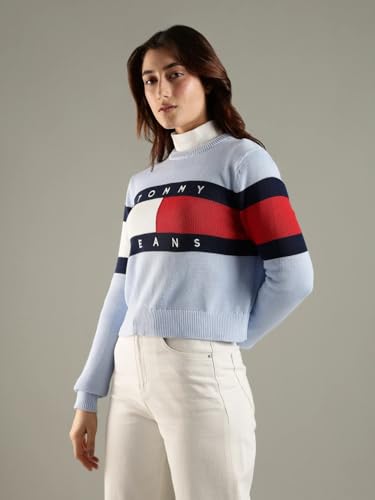Tommy Hilfiger Women's Cotton Crew Neck Sweaters (F24JWSW090_Blue_2XS)