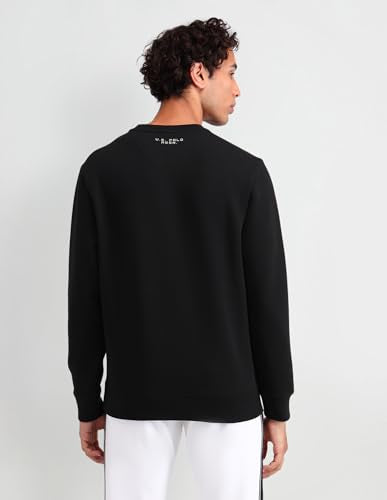 U.S. Polo Assn. Denim Co. Men's Black Logo Crew Neck Long Sleeve Casual Cotton Regular Fit Sweatshirt (UDSWS0490_Black_S)