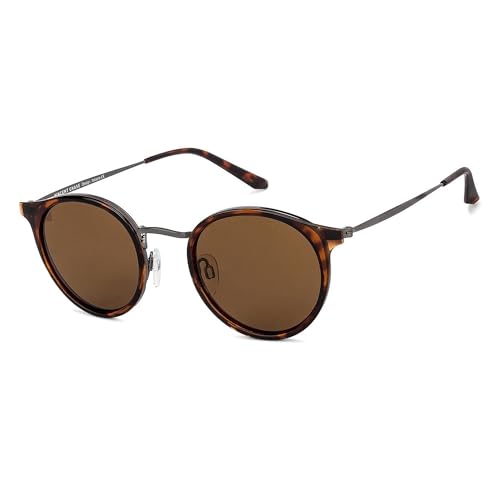 VINCENT CHASE EYEWEAR By Lenskart | Full Rim Round Sunglasses| Polarized And 100% Uv Protected | Men & Women | Medium | Vc S11164 Brown Frame, Brown Lens - Pack Of 1