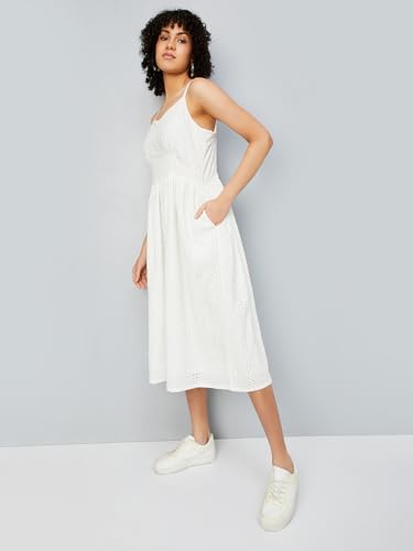 Max Women's Cotton Classic Midi Dress (CF43003AOFF White_Off