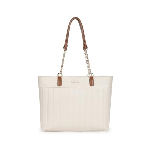 Fastrack Quilted Tote Bag for Women | Faux Leather Shoulder Bag with Dual Chain Handles, Zip Closure & Organiser Pockets | Elegant Everyday Tote for College, Brunch & Casual Outings