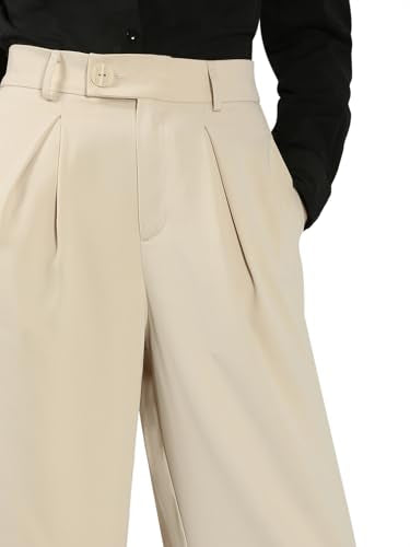 Vero Moda Women's Flared High Rise Beige Pants