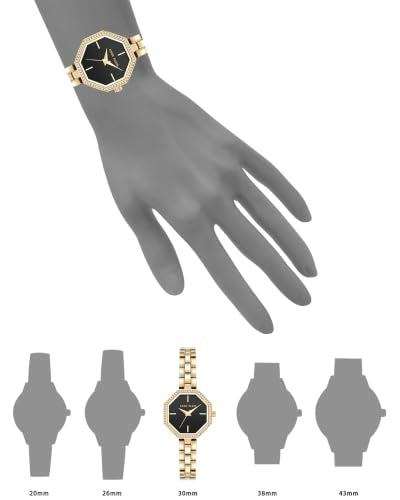 Anne Klein Women's Premium Crystal Accented Date Function Bracelet Watch, Black/Gold