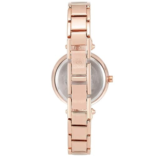 Anne Klein Women's AK/1980BMRG Diamond-Accented Dial Blush Pink and Rose Gold-Tone Bangle Watch