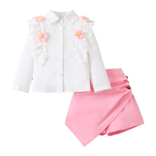 Hopscotch Girls Full Sleeves White 2-Pc Floral Applique Shorts Set For Age (3-4 Years)