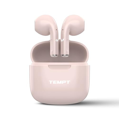 TEMPT Dots True Wireless in Ear Earbuds with up to 40Hrs Playtime, Bluetooth 5.2 Wireless Headphones, Touch Control TWS,100 hrs of Standby Time, IPX5 Water, Sweat Resistant (Peach)