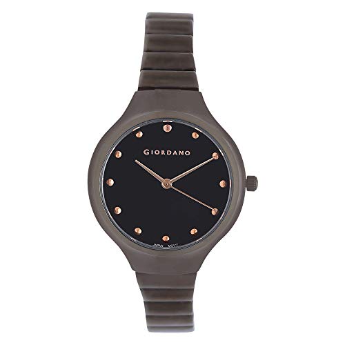 Giordano Analog Watch for Women's with Black Case and Black Dial Stylish Mesh Band Ladies Wrist Watch with Studds on Dial to Complement Your Party Look, Gift for Women's - 2928-77