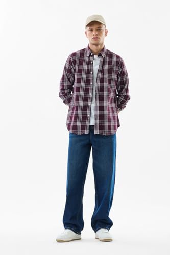 SNITCH Men Jeans Solid Blue Casual Wear | Loose Fit, Turned-Up Cuffs, Classic Blue Wash | 100% Cotton, Mid Rise, Relaxed Thigh, Wide-Leg, Five Pockets, Machine Wash