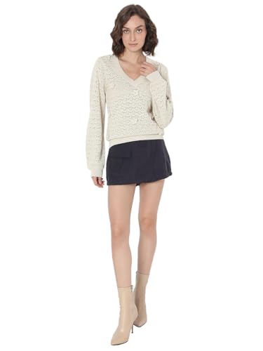 VERO MODA Women's Regular Fit White Sweater
