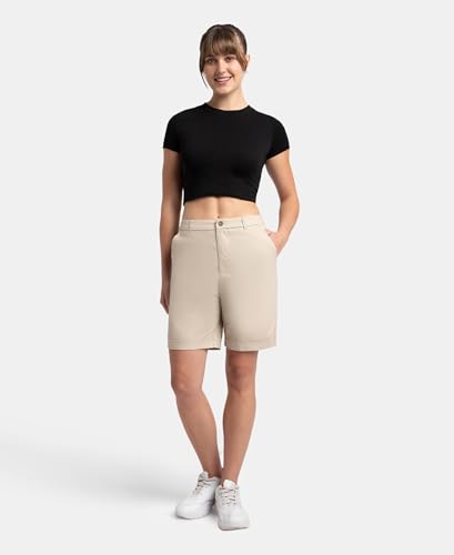 Jockey A125 Women's Super Combed Cotton Woven Twill Fabric Relaxed Fit Shorts with Convenient Side Pockets_Oxford Tan_XXL