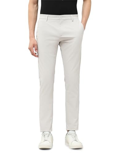 U.S.Polo Association Men's Austin Slim Fit Satin Trousers (USTRO031A_Ice Grey_38)