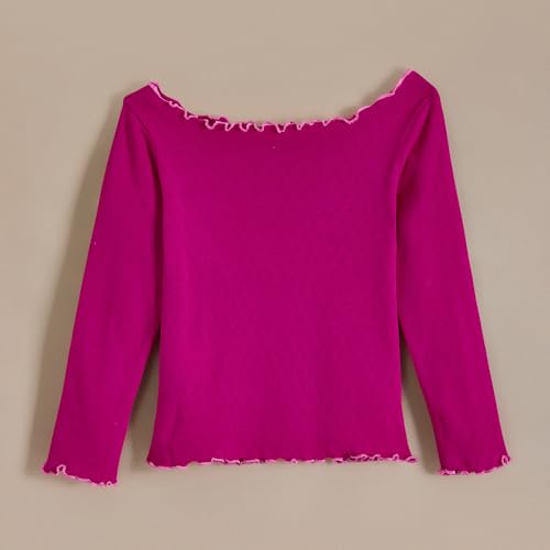 Hopscotch Girls Full Sleeves Textured Print Pink Tees for Ages (3-4 Years)